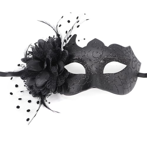 MHADBKH Gefiederte Maskerade Halloween Party Auge Blume Dekoration Maskerade Halbgesicht für Frauen Cosplay Modische Party von MHADBKH