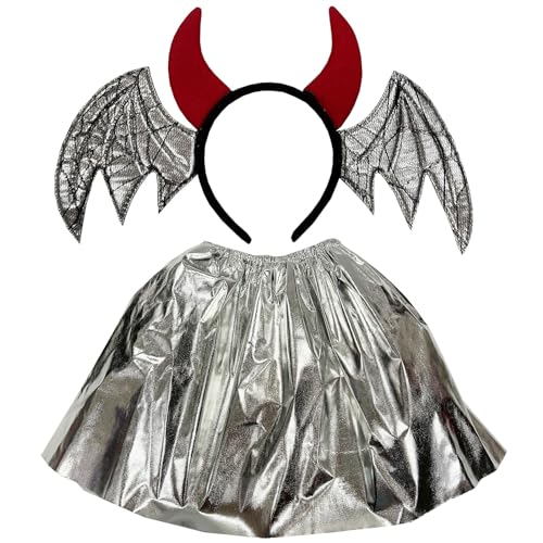 MHADBKH Glitzerndes Halloween-Teufels-Stirnband-Kleid-Set, Cosplay, Party, Kopfbedeckung, Haarreif, lustiges dunkles Haarband, Halloween-Dress Up MHADBKH Glitzerndes Halloween-Teufels-Stirnband-Kleid-Set, Cosplay, Party, Kopfbedeckung, Haarreif, lustiges dunkles Haarband, Halloween-Dress Up von MHADBKH