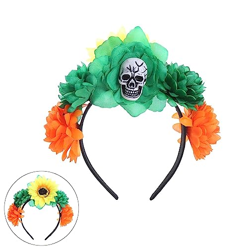 MHADBKH Gruseliges Skelett Stirnband Kostüm Cosplay Zubehör Totenkopf Kopfschmuck mit schwarzer Rose Party Wear Jungen Mädchen MHADBKH Gruseliges Skelett Stirnband Kostüm Cosplay Zubehör Totenkopf Kopfschmuck mit schwarzer Rose Party Wear Jungen Mädchen von MHADBKH