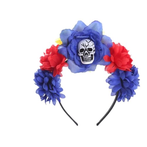 MHADBKH Gruseliges Skelett Stirnband Kostüm Cosplay Zubehör Totenkopf Kopfschmuck mit schwarzer Rose Party Wear Jungen Mädchen MHADBKH Gruseliges Skelett Stirnband Kostüm Cosplay Zubehör Totenkopf Kopfschmuck mit schwarzer Rose Party Wear Jungen Mädchen von MHADBKH