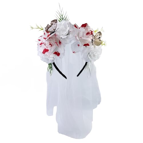 MHADBKH Halloween-Schleier, Stirnbänder, Blumenform, Kopfbedeckung, Prinzessinnen, Diadem, Brautschmuck, Haarreif für Kostümpartys und Hochzeiten von MHADBKH