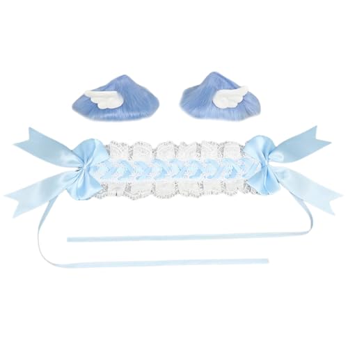 MHADBKH Katzen Ohrflügel Haarclip Anime Stirnband Frauen Spitzenband Haarhoop Cosplay Party Dressing Haarband Für Halloween MHADBKH Katzen Ohrflügel Haarclip Anime Stirnband Frauen Spitzenband Haarhoop Cosplay Party Dressing Haarband Für Halloween von MHADBKH