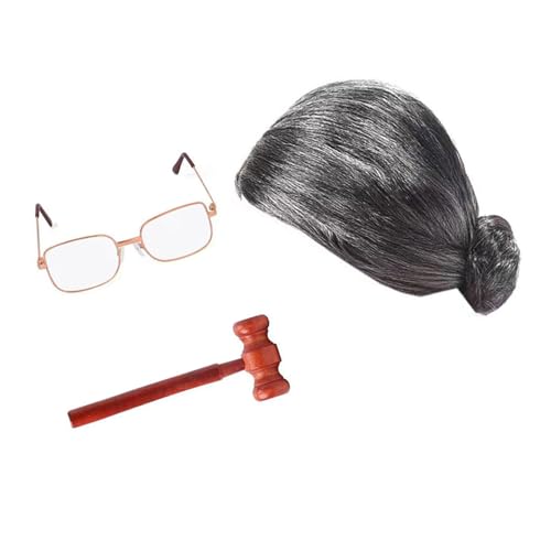 MHADBKH Lange gewellte weiße Perücke, Anzug, Halloween-Kostüm, Cosplay, Unisex, Anwalt für Kinder, Schule, Feste, Anwälte von MHADBKH
