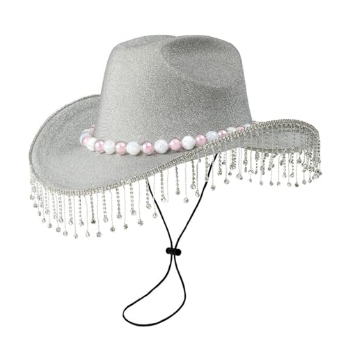 MHADBKH Sparkly Strassstones Quasten Cowboy Hüte Glitzerten Für Junggeselle Party Glitzer Für Clubbühnenbar MHADBKH Sparkly Strassstones Quasten Cowboy Hüte Glitzerten Für Junggeselle Party Glitzer Für Clubbühnenbar von MHADBKH