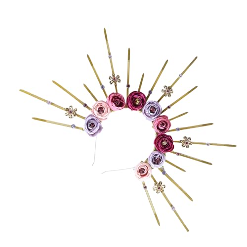 MHADBKH Sunbursts Haarschmuck mit Rosenblüte, verstellbare Größe, Kopfschmuck, Cosplay-Kostüm, Kopfschmuck, Accessoire für Partys von MHADBKH