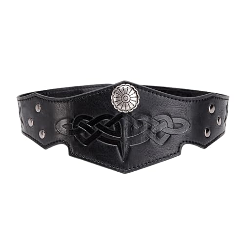 Mittelalterlicher Kopfschmuck für Damen und Herren, geprägtes Leder-Stirnband, Kreis, verstellbar, Vintage-Stirnband, mittelalterliches Cosplay-Kostüm, historisches Kostüm, Kopfbedeckung von MHADBKH