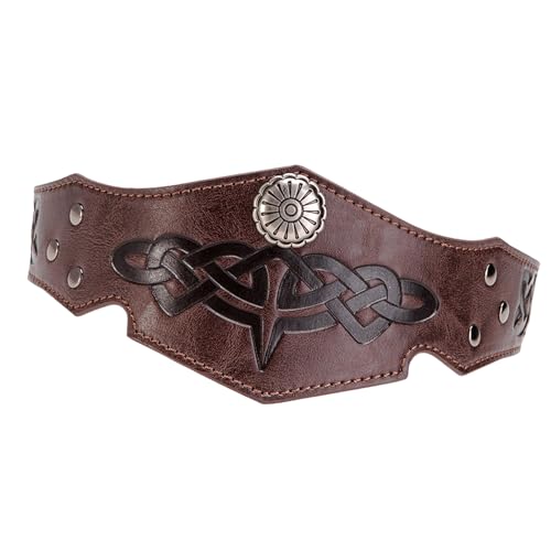 Mittelalterlicher Kopfschmuck für Damen und Herren, geprägtes Leder-Stirnband, Kreis, verstellbar, Vintage-Stirnband, mittelalterliches Cosplay-Kostüm, historisches Kostüm, Kopfbedeckung von MHADBKH