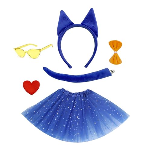 Schäferhund-Kostüm, Stirnband, Schwanz, Fliege, Rock, Handschuhe (oder Brille), Halloween, Tier, Rollenspiel-Zubehör für Kinder, Erwachsene, Halloween-Kostüm von MHADBKH