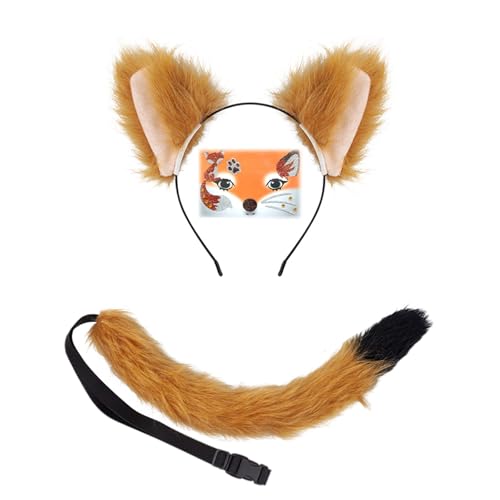 Tierkostüm für Kinder, Ohr, Stirnband, Schwanz, Rock, Halloween-Outfit für Kinder, Jungen, Mädchen, Halloween, Cosplay, Rollenspiel-Outfit von MHADBKH