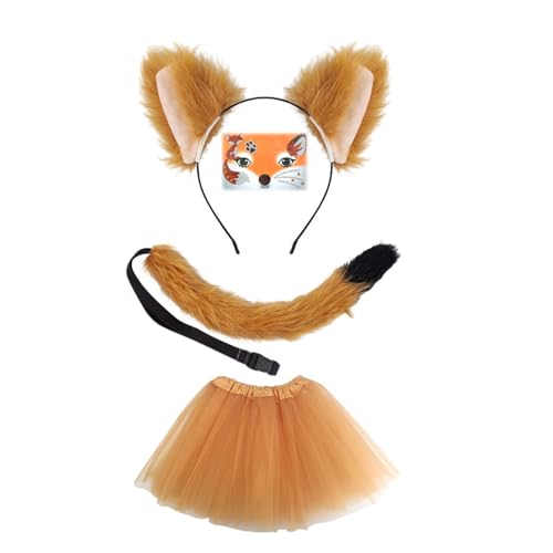 Tierkostüm für Kinder, Ohr, Stirnband, Schwanz, Rock, Halloween-Outfit für Kinder, Jungen, Mädchen, Halloween, Cosplay, Rollenspiel-Outfit von MHADBKH