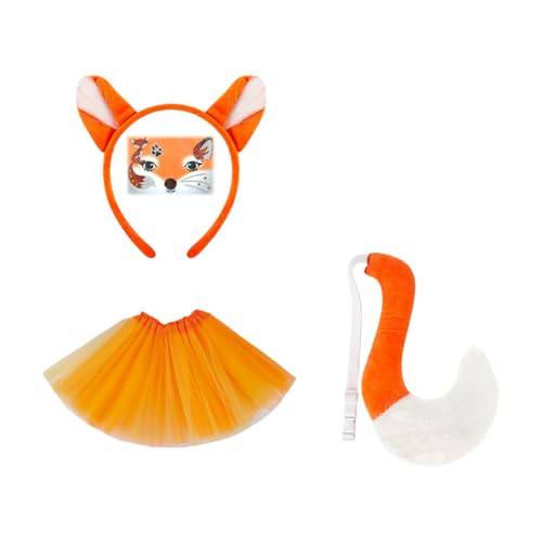 Tierkostüm für Kinder, Ohr, Stirnband, Schwanz, Rock, Halloween-Outfit für Kinder, Jungen, Mädchen, Halloween, Cosplay, Rollenspiel-Outfit von MHADBKH