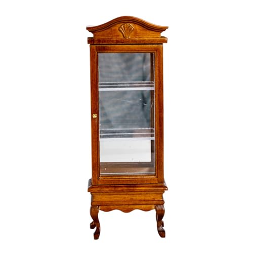 Vitrine aus Holz im Maßstab 1:12, Einzeltür, Miniaturaufbewahrung für Puppenhäuser, Modellszenen und Sammlerstück-Zubehör von MHADBKH