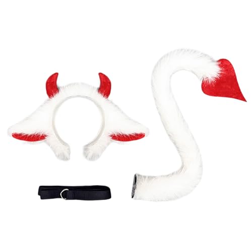 Yaks Ohren- und Schwanz-Set mit Stirnband, Tier-Cosplay-Kostüm, Zubehör für Halloween-Party, Verkleidung, Yak-Stirnband mit Kit Yaks Ohren- und Schwanz-Set mit Stirnband, Tier-Cosplay-Kostüm, Zubehör für Halloween-Party, Verkleidung, Yak-Stirnband mit Kit von MHADBKH
