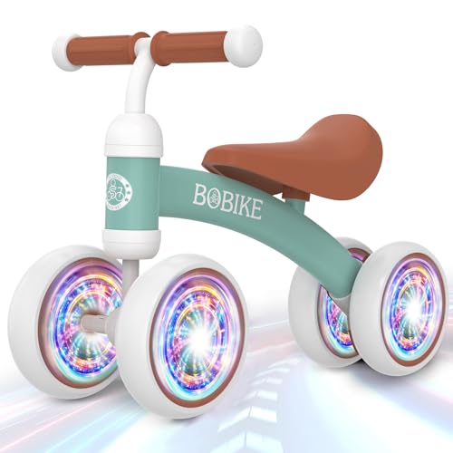 MHCYLION Kinder Laufrad ab 1 Jahr,Farbige Beleuchtung Balance Lauflernrad Spielzeug mit 4 Räder für 10-24 Monate Baby, Erst Rutschrad Fahrrad für Jungen Mädchen als Geschenke,Grün von MHCYLION