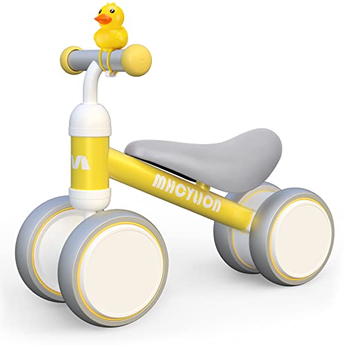 MHCYLION Kinder Laufrad ab 1 Jahr Balance Lauflernrad Spielzeug mit 4 Räder für 10-24 Monate Baby, Erst Rutschrad Fahrrad für Jungen Mädchen als Geschenke Gelb von MHCYLION