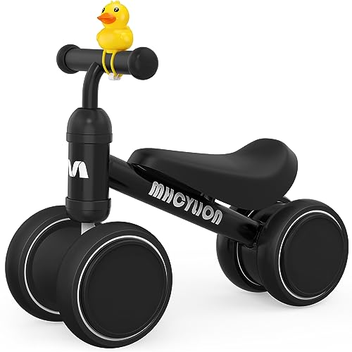 MHCYLION Kinder Laufrad ab 1 Jahr Balance Lauflernrad Spielzeug mit 4 Räder für 10-24 Monate Baby, Erst Rutschrad Fahrrad für Jungen Mädchen als Geschenke-Schwarz von MHCYLION