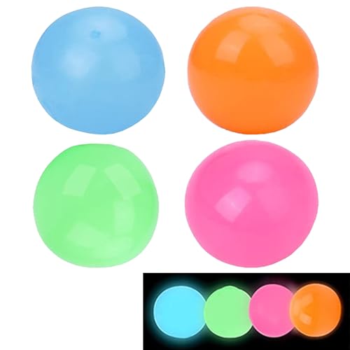 MHDUYEG 4 Stück Leuchtend Antistressball,Klebriger Zielball,Antistressball Kinder,Squeeze Luminous Ball,Anti Stress Bälle,Dekompressions für Erwachsene Kinder von MHDUYEG