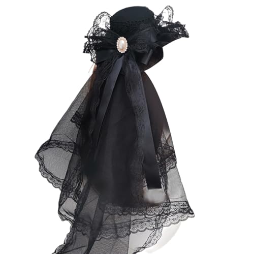 MIADOSHINSE Spitzenband mit Schleife, Dienstmädchenhut für Frauen, Kopfbedeckung mit Schleier und Haarspange (Cosplay/Fotografie-Requisiten) von MIADOSHINSE