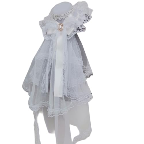 MIADOSHINSE Spitzenband mit Schleife, Dienstmädchenhut für Frauen, Kopfbedeckung mit Schleier und Haarspange (Cosplay/Fotografie-Requisiten) von MIADOSHINSE