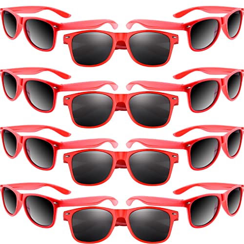 MIAHART 12er-Pack Kinder-Party-Sonnenbrillen, Bulk, Sommerparty, Retro-Brille für Jungen und Mädchen, Geburtstagsparty-Zubehör (Red) von MIAHART