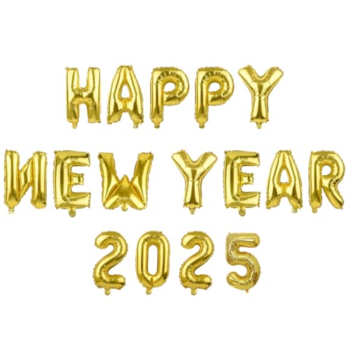 MIAHART 2025 HAPPY NEW YEAR Luftballons Set Alu-Goldfolie 16 Zoll Ballon Silvester Party Supplies Buchstaben und Zahlen Neujahr Dekorationen 2025 MIAHART 2025 HAPPY NEW YEAR Luftballons Set Alu-Goldfolie 16 Zoll Ballon Silvester Party Supplies Buchstaben und Zahlen Neujahr Dekorationen 2025 von MIAHART