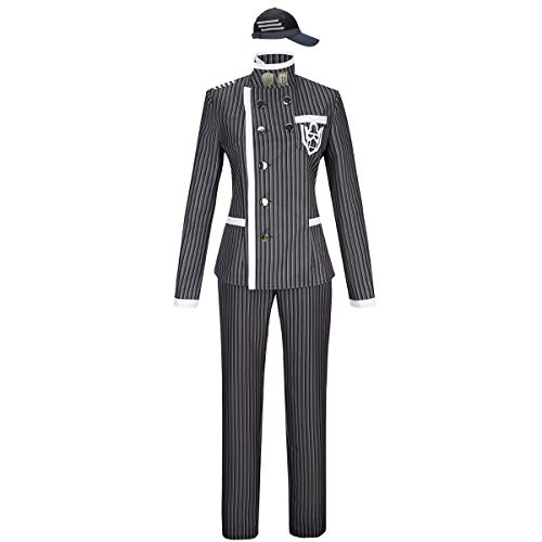 MIAOCOS Danganronpa V3 Saihara Shuichi Erwachsene Hut Cosplay Kostüm Schwarz Vertikale Streifen Schuluniform Outfit MIAOCOS Danganronpa V3 Saihara Shuichi Erwachsene Hut Cosplay Kostüm Schwarz Vertikale Streifen Schuluniform Outfit von MIAOCOS
