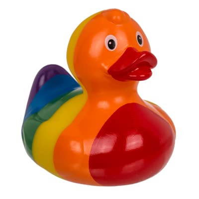 Badeente aus Gummi, lustige Farben, wasser- und schmutzabweisend, ideal für das Babybad, ab 6 Monaten (Regenbogen) von MIBANDERA