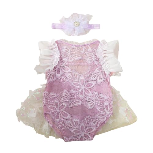 Baby Girls Photo Requisiten Outfit Strick Spitze Strampler Und Dehnbares Stirnband Neugeborenes Porträtstudio Kostüm Für Säuglingsfotografie Fotografie Essentielles Neugeborenen Fotografie Requisite von MICFENY