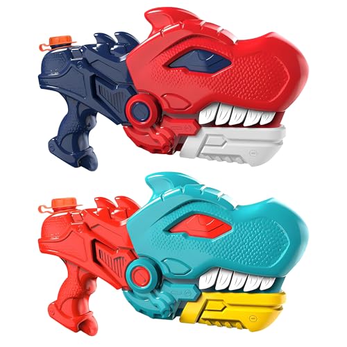 MICHIHOMIE 2 Stück Dinosaurier Wasserpistole Kinder 580ml Wasserspritzpistole 7-10M Powered Water Gun Spielzeug für Mädchen Junge Eiswürfel Geeignet von MICHIHOMIE