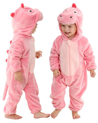 MICHLEY Overall mit Kapuze für Baby und Kind, Rosa Dinosaurier, 24-30 Months/Height:35"-39" MICHLEY Overall mit Kapuze für Baby und Kind, Rosa Dinosaurier, 24-30 Months/Height:35"-39" von MICHLEY