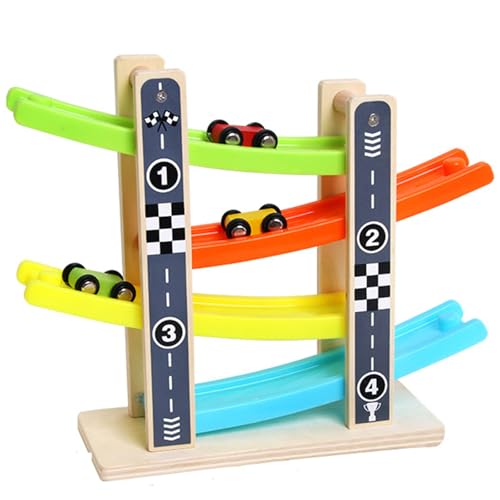 Holz Auto Rampe Spielzeug, Eltern Und Kinder Interaktive Puzzle Spielzeug 1 2 3 4 Jahre Alt Trägheitsschiene Gleitfahrzeug Für Jungen Und Mädchen Geburtstagsgeschenke-A0 von MICToy