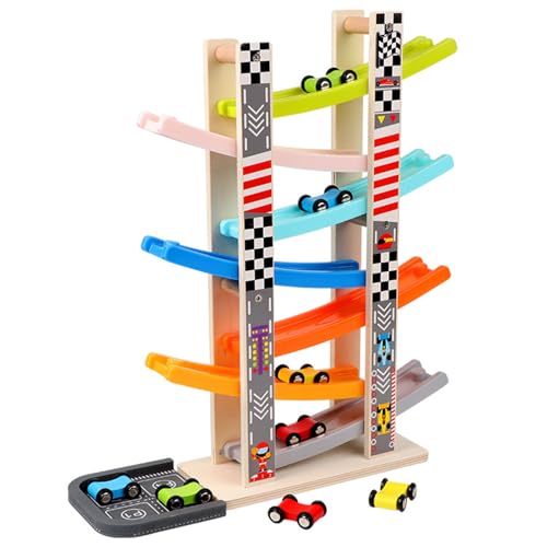 Holz Auto Rampe Spielzeug, Eltern Und Kinder Interaktive Puzzle Spielzeug 1 2 3 4 Jahre Alt Trägheitsschiene Gleitfahrzeug Für Jungen Und Mädchen Geburtstagsgeschenke-B2 von MICToy