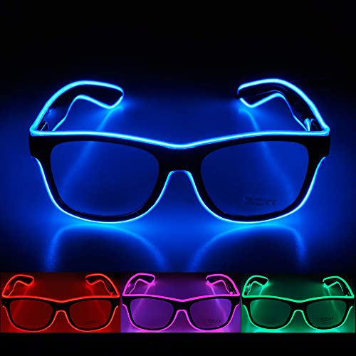 MIDYUID Leuchtende Brille El Wire Shutter Neon Rave Blinkende leuchtende Brille für Nachtclub Halloween Rave Party Disco DJ Musik Konzert Live Kostüm EDM Geburtstag Weihnachten (Blue) von MIDYUID