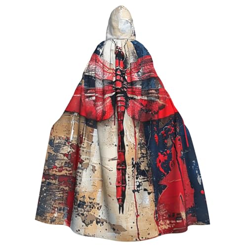 MIEKGPS Abstrakter roter Libellen-Druck, Kapuzenumhang, Halloween-Kostüm, langer Robe, Umhang Kostüm für Erwachsene, Damen und Herren MIEKGPS Abstrakter roter Libellen-Druck, Kapuzenumhang, Halloween-Kostüm, langer Robe, Umhang Kostüm für Erwachsene, Damen und Herren von MIEKGPS
