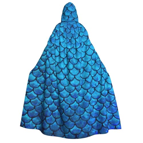 MIEKGPS Blauer Fischschuppen-Druck, großer Umhang mit Kapuze, Halloween-Kostüm, langer Robe, Umhang für Erwachsene, Damen, Herren MIEKGPS Blauer Fischschuppen-Druck, großer Umhang mit Kapuze, Halloween-Kostüm, langer Robe, Umhang für Erwachsene, Damen, Herren von MIEKGPS