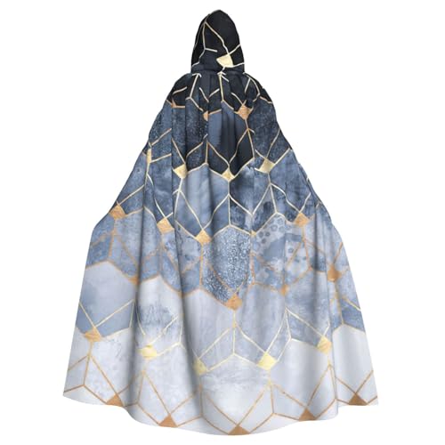 MIEKGPS Blauer Hexagon- und Diamanten-Druck, Kapuzenumhang, Halloween-Kostüm, langer Robe, Umhang Kostüm für Erwachsene, Damen und Herren MIEKGPS Blauer Hexagon- und Diamanten-Druck, Kapuzenumhang, Halloween-Kostüm, langer Robe, Umhang Kostüm für Erwachsene, Damen und Herren von MIEKGPS