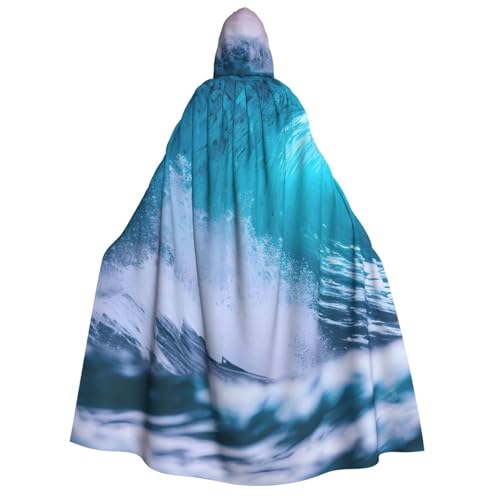 MIEKGPS Blauer Ozeanwellen-Druck, großer Umhang mit Kapuze, Halloween-Kostüm, langer Robe, Umhang, Kostüm für Erwachsene, Damen, Herren MIEKGPS Blauer Ozeanwellen-Druck, großer Umhang mit Kapuze, Halloween-Kostüm, langer Robe, Umhang, Kostüm für Erwachsene, Damen, Herren von MIEKGPS