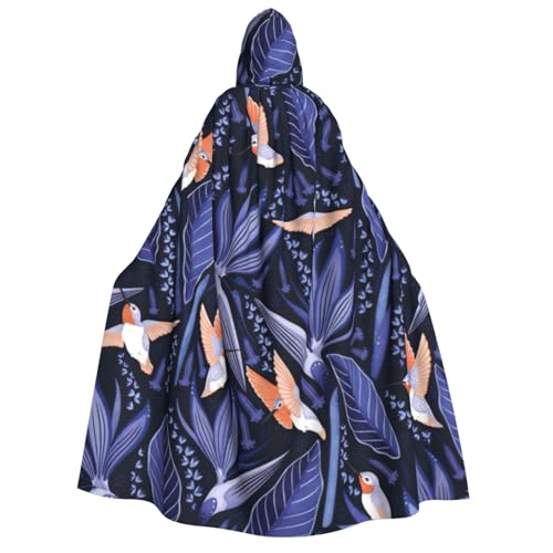 MIEKGPS Blauer und orangefarbener Vogel-Druck, großer Umhang mit Kapuze, Halloween-Kostüm, langer Robe, Umhang für Erwachsene, Damen, Herren MIEKGPS Blauer und orangefarbener Vogel-Druck, großer Umhang mit Kapuze, Halloween-Kostüm, langer Robe, Umhang für Erwachsene, Damen, Herren von MIEKGPS