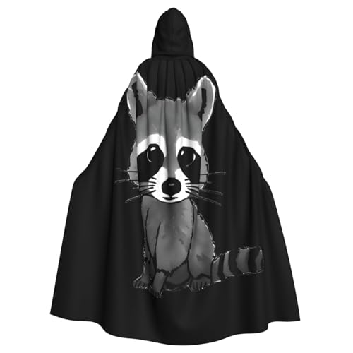 MIEKGPS Cartoon-süßer Waschbär-Druck, Kapuzenumhang, Halloween-Kostüm, langer Robe, Umhang Kostüm für Erwachsene, Damen und Herren MIEKGPS Cartoon-süßer Waschbär-Druck, Kapuzenumhang, Halloween-Kostüm, langer Robe, Umhang Kostüm für Erwachsene, Damen und Herren von MIEKGPS
