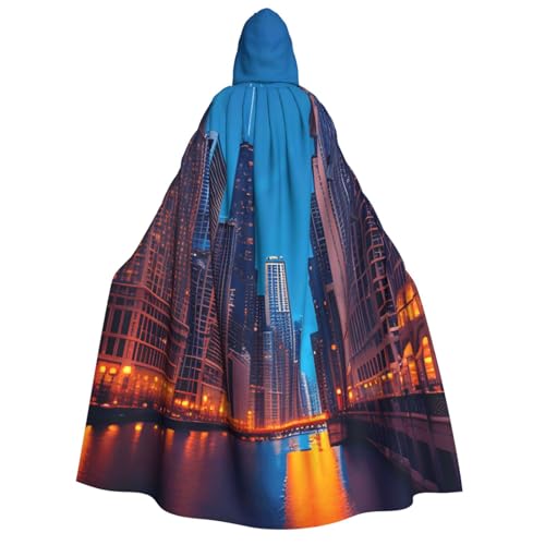 MIEKGPS Chicago Night Print Large Hooded Cloak Halloween Costume, Long Robe Cape Costume for Adults Women Men MIEKGPS Chicago Night Print Large Hooded Cloak Halloween Costume, Long Robe Cape Costume for Adults Women Men von MIEKGPS