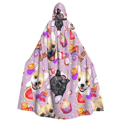MIEKGPS Französische kleine Bulldogge Druck Kapuzenumhang Halloween Kostüm Lange Robe Umhang Kostüm für Erwachsene, Damen und Herren MIEKGPS Französische kleine Bulldogge Druck Kapuzenumhang Halloween Kostüm Lange Robe Umhang Kostüm für Erwachsene, Damen und Herren von MIEKGPS