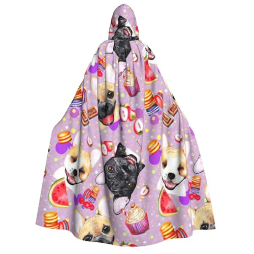 MIEKGPS Französischer kleiner Bulldoggen-Druck, großer Kapuzenumhang, Halloween-Kostüm, langer Robe, Umhang für Erwachsene, Damen, Herren MIEKGPS Französischer kleiner Bulldoggen-Druck, großer Kapuzenumhang, Halloween-Kostüm, langer Robe, Umhang für Erwachsene, Damen, Herren von MIEKGPS