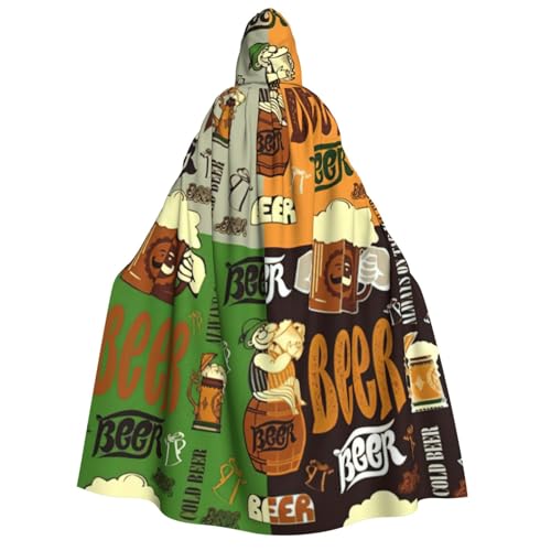MIEKGPS Großer Kapuzenumhang mit Bierdruck, Halloween-Kostüm, langer Robe, Umhang Kostüm für Erwachsene, Damen, Herren MIEKGPS Großer Kapuzenumhang mit Bierdruck, Halloween-Kostüm, langer Robe, Umhang Kostüm für Erwachsene, Damen, Herren von MIEKGPS