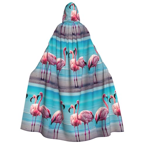 MIEKGPS Großer Kapuzenumhang mit Flamingo-Strand-Druck, Halloween-Kostüm, langer Robe, Umhang für Erwachsene, Damen, Herren MIEKGPS Großer Kapuzenumhang mit Flamingo-Strand-Druck, Halloween-Kostüm, langer Robe, Umhang für Erwachsene, Damen, Herren von MIEKGPS
