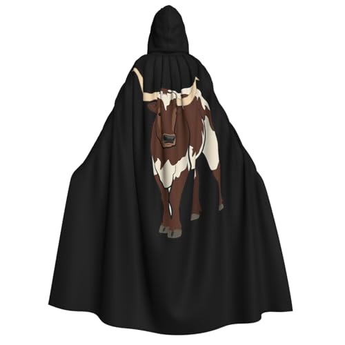 MIEKGPS Großer Kapuzenumhang mit Tierkuh-Druck, Halloween-Kostüm, langer Robe, Umhang für Erwachsene, Damen, Herren von MIEKGPS
