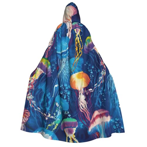 MIEKGPS Großer Kapuzenumhang mit buntem Quallen-Druck, Halloween-Kostüm, langer Umhang für Erwachsene, Damen, Herren MIEKGPS Großer Kapuzenumhang mit buntem Quallen-Druck, Halloween-Kostüm, langer Umhang für Erwachsene, Damen, Herren von MIEKGPS