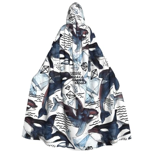 MIEKGPS Großer Umhang mit Kapuze und Killer-Wal-Druck, Halloween-Kostüm, langer Robe, Umhang Kostüm für Erwachsene, Damen, Herren MIEKGPS Großer Umhang mit Kapuze und Killer-Wal-Druck, Halloween-Kostüm, langer Robe, Umhang Kostüm für Erwachsene, Damen, Herren von MIEKGPS
