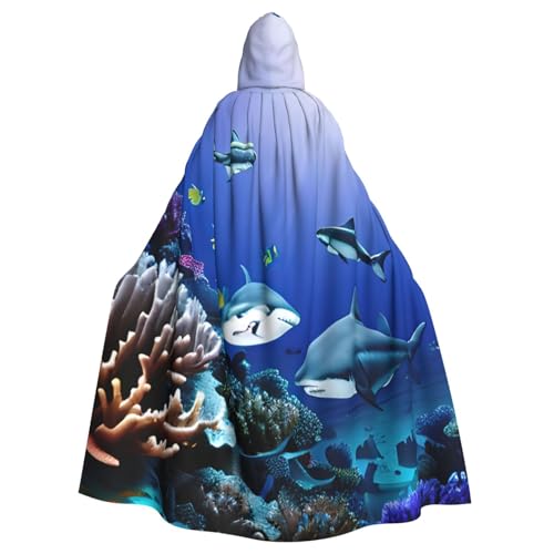 MIEKGPS Hai schwimmen unter dem Meer Druck Kapuzenumhang Halloween Kostüm Lange Robe Umhang Kostüm für Erwachsene Damen Herren MIEKGPS Hai schwimmen unter dem Meer Druck Kapuzenumhang Halloween Kostüm Lange Robe Umhang Kostüm für Erwachsene Damen Herren von MIEKGPS