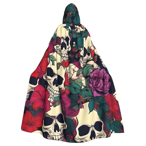 MIEKGPS Kapuzenumhang mit Blumenmuster und Totenköpfen, Halloween-Kostüm, langer Robe, Umhang für Erwachsene, Damen und Herren MIEKGPS Kapuzenumhang mit Blumenmuster und Totenköpfen, Halloween-Kostüm, langer Robe, Umhang für Erwachsene, Damen und Herren von MIEKGPS