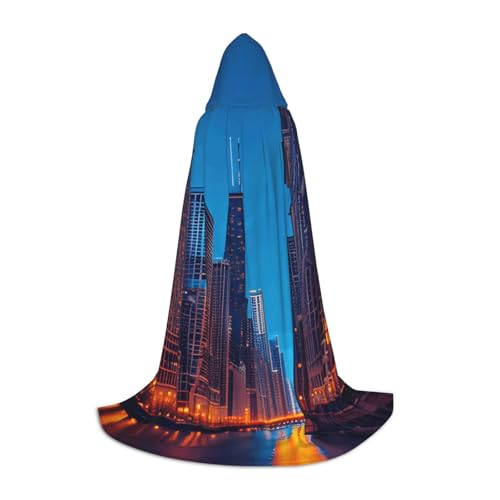 MIEKGPS Kapuzenumhang mit Chicago-Nacht, klein, Halloween-Kostüm, Robe, Umhang, Halloween, Cosplay, Hexe von MIEKGPS